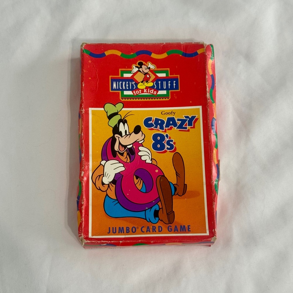 Vintage 1990s Disney Goofy Crazy 8s Jumbo Card Game Parker Brothers Retro Kids